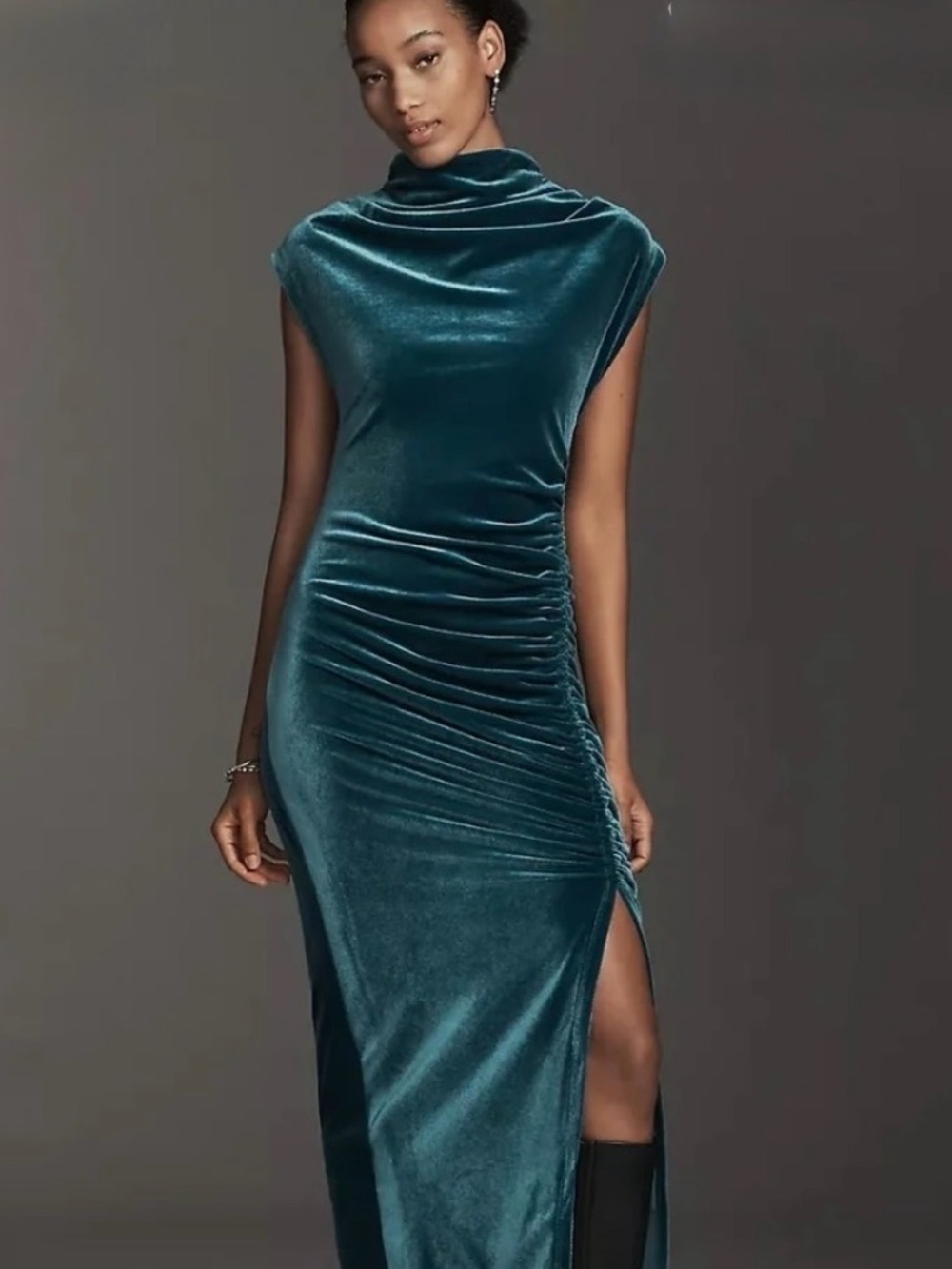 Anthropologie Maya dress in teal green velvet (size XS)